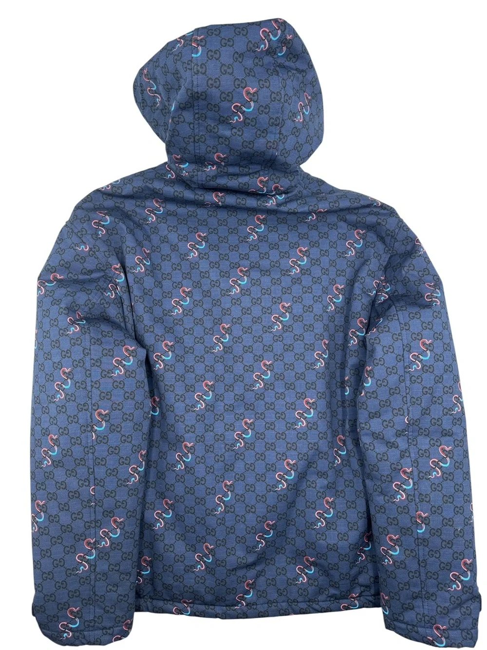 Gucci GG Sinuous Snake Print Hooded Blouson Jacket Size 52 IT